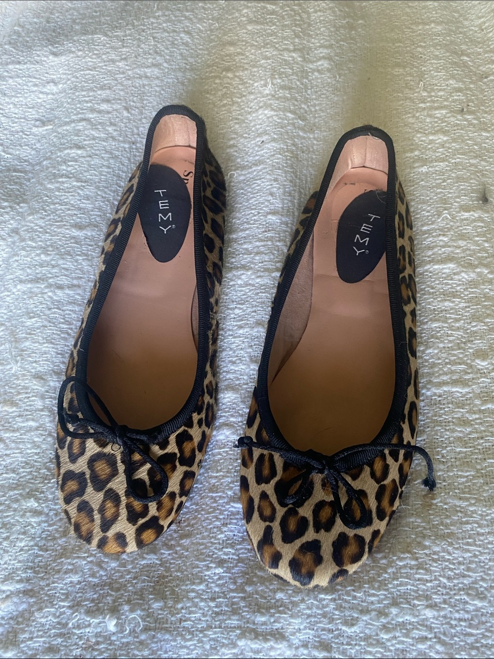 Leopard Print Ballet Flats with Bow - Tan/Black made in Italy 🇮🇹